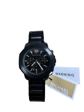 Michael Kors Men's Prescott Chronograph Black IP Stainless Steel Watch, 44mm